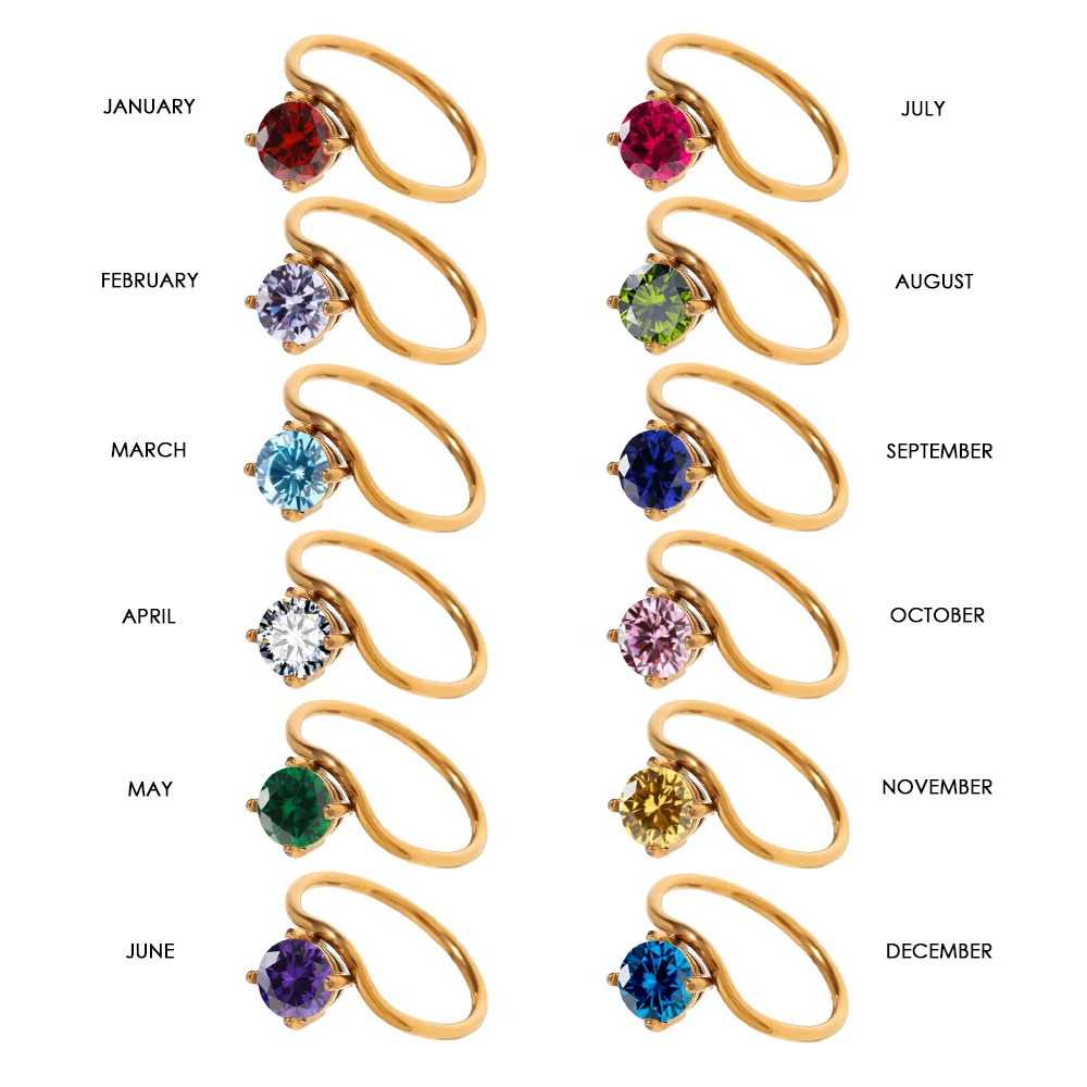eManco Fashion Bling Colorful Cubic Zirconia Thin Women\'s Ring Waterproof Stainless Steel Trendy Exquisite Finger Jewelry