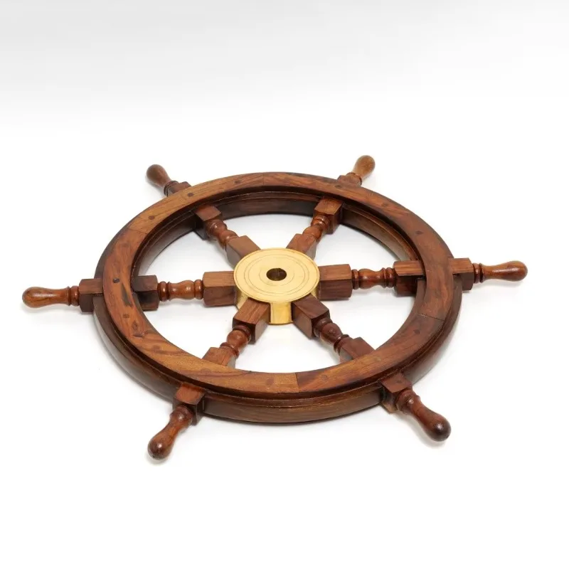 

Vintage nautical wall decoration handmade wooden boat wheel painting technology for home office or restaurant
