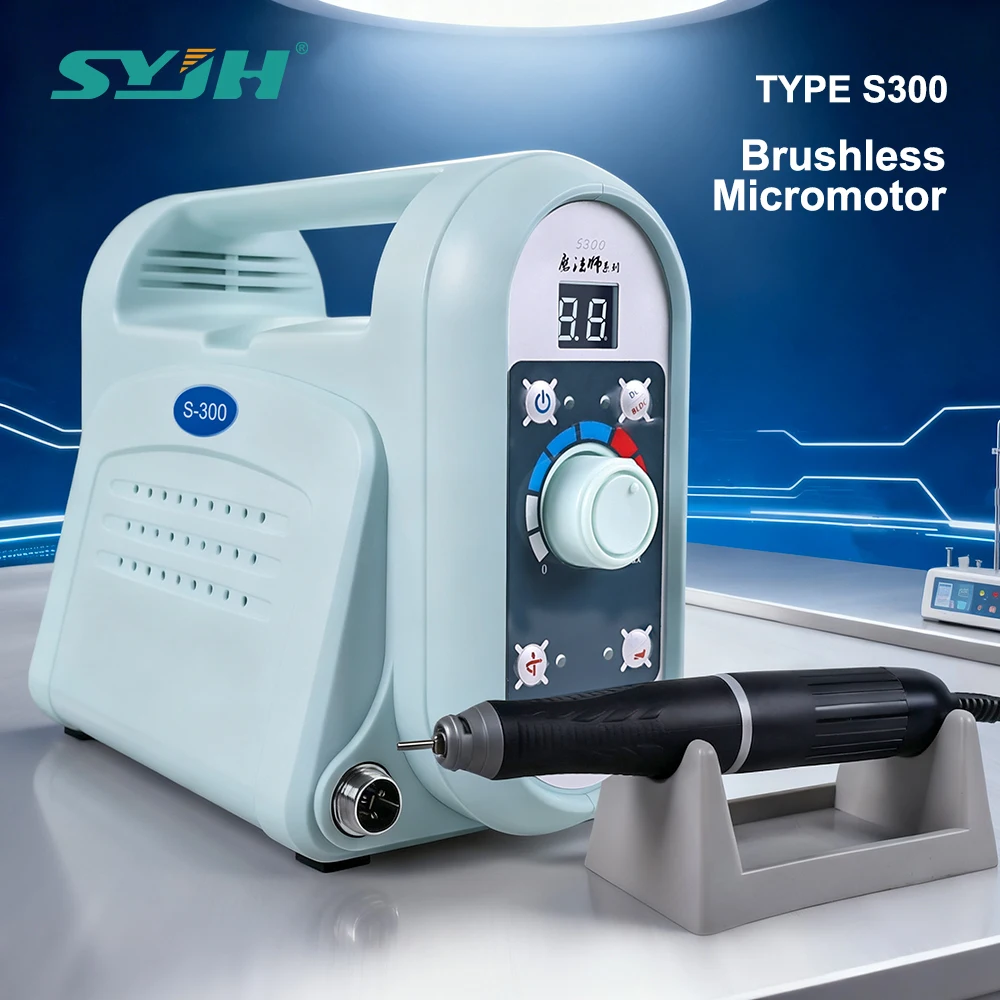 SYJH Dental 60000 RPM S300 Control Box Brushless Micromotor Grinder with Manual/Foot-Pedal Speed Control For Dental Laboratory