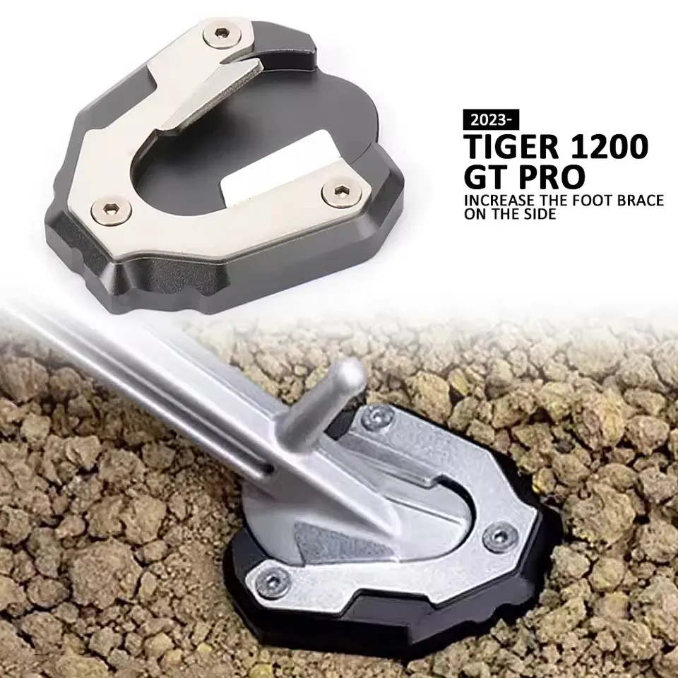 New Motorcycle Kickstand Extender Foot Side Stand Extension Pad Anti-skid Enlarged Base For Tiger 1200 TIGER 1200 GT PRO 2023