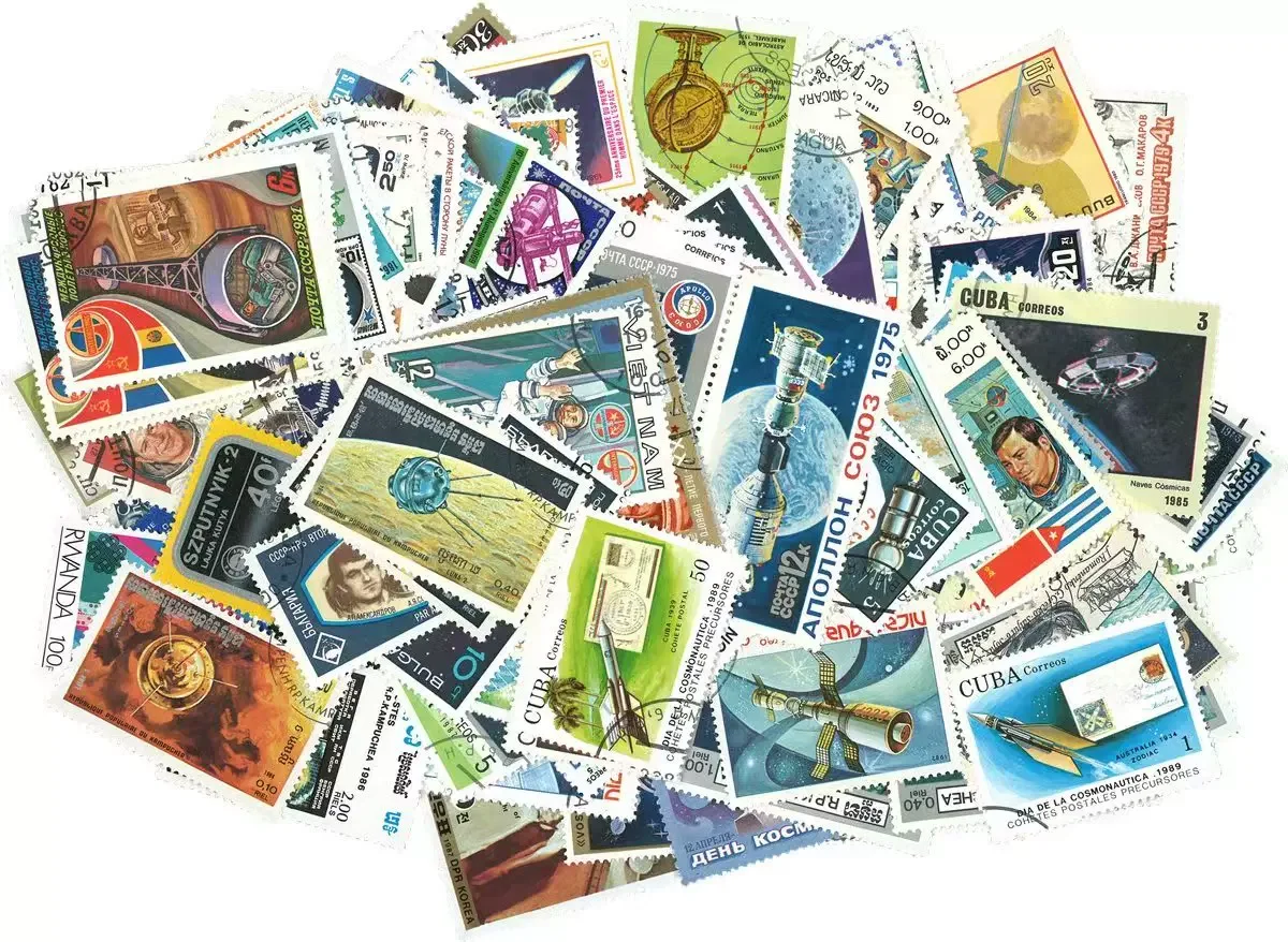 50Pcs/Lot World Transport & Space Postage Stamps, Multi-Country All Different No Repeat Postmark Used Stamps for Collectors