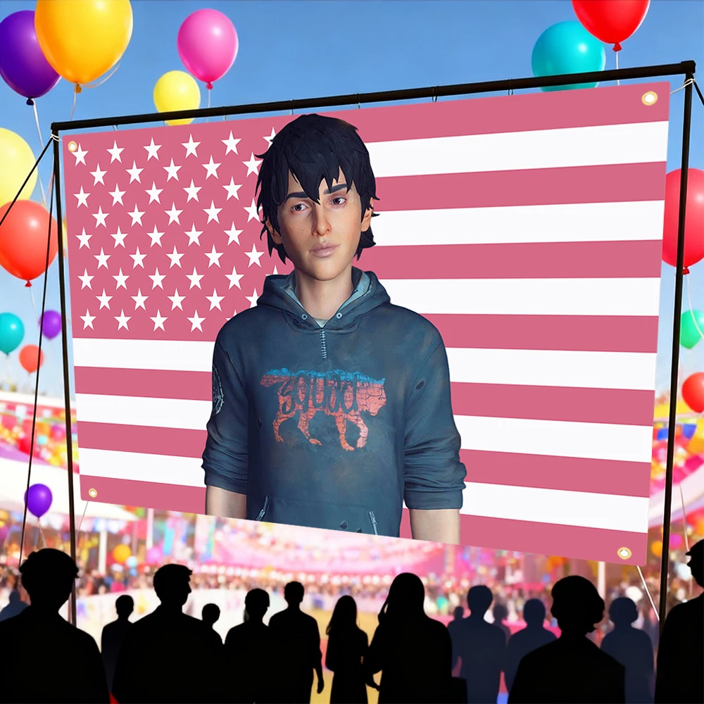 Sean Diaz Wandteppich mit amerikanischer Flagge, Hippie-Wandbehang, Digitaldruck, Schlafzimmer, Wohnheim, Dekor, Anime-Spiel, Innen- und Außendekoration