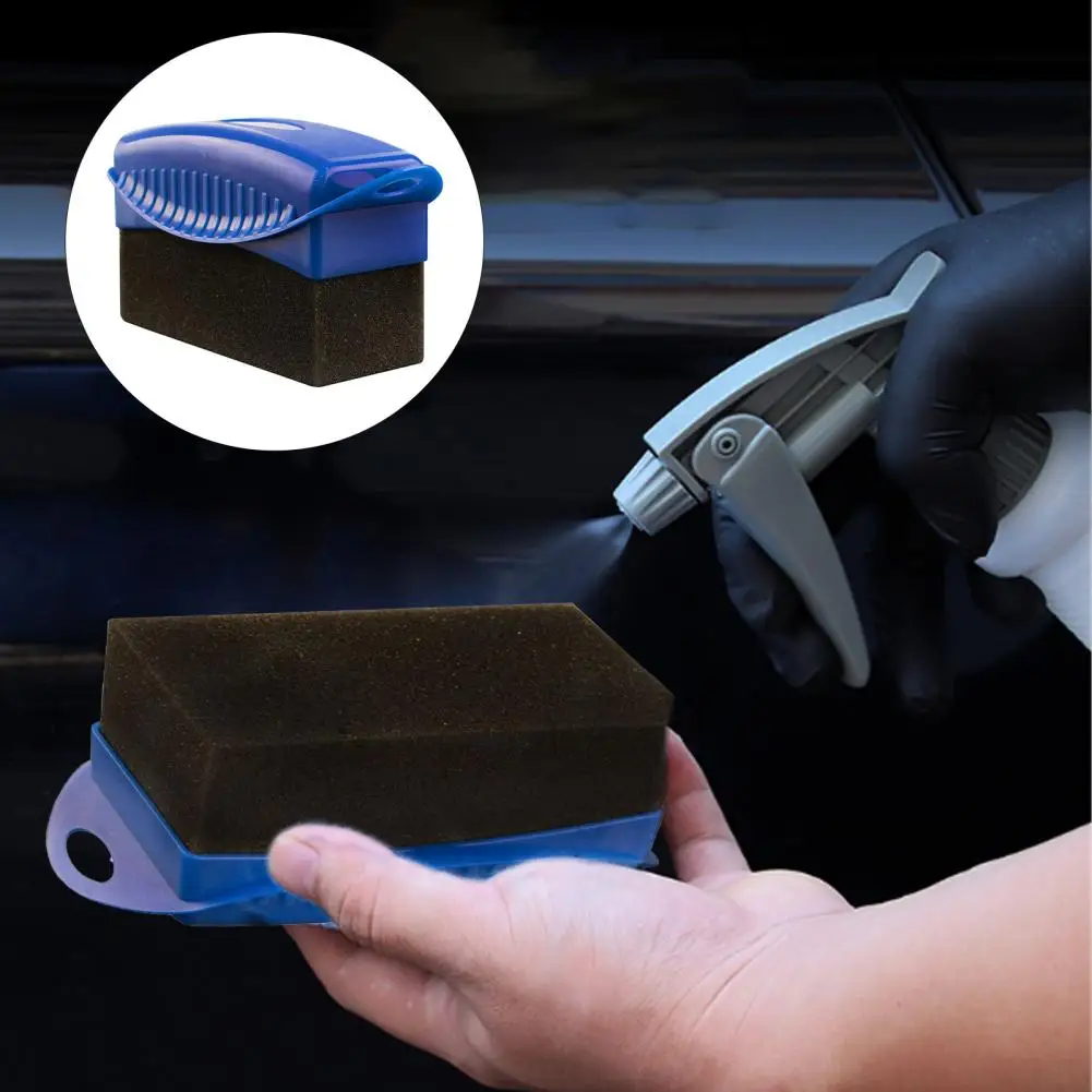 Car Tire Applicator Tire Scrubber Brush Soft Car Tire Waxing Dressing Applicator Pad with Lid Auto Sponge for Tire Shine Premium