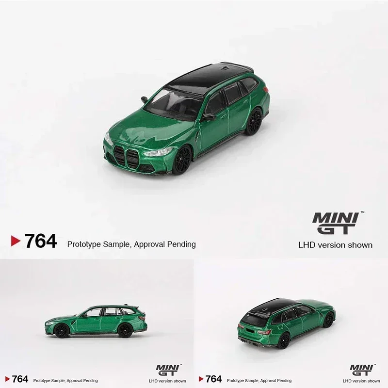 Auf Lager 1:64 MINIGT 764 M3 Competition Touring Lsle of Man Grün Metallic Diecast Diorama Modell Sammlung Miniatur Spielzeug