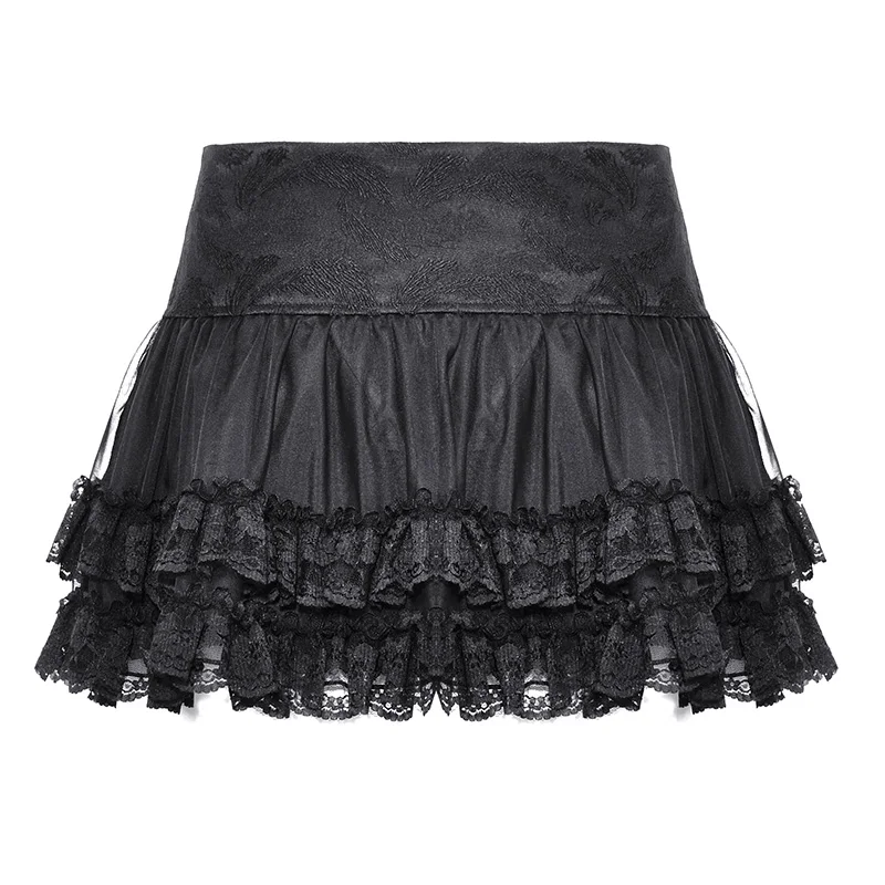 2024 Summer Subculture Dark Steampunk rivet Strap Lace Mini Short Skirt Gothic Rock punk style women's short skirt