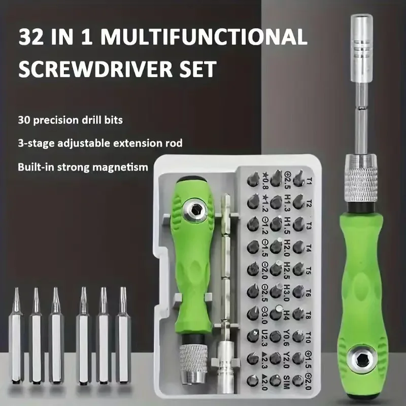 32-in-1 Screwdriver Set for Home Use, Precision Phone & PC Disassembly & Repair Tools with Magnetic Cross & Phillips Bit Heads