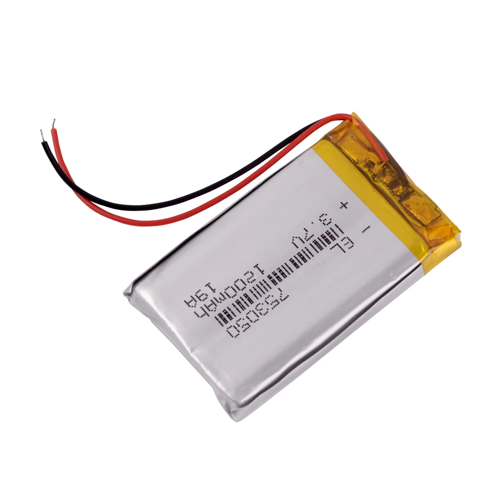 753050   3.7 فولت 1200 مللي أمبير بطارية ليثيوم بوليمر قابلة للشحن لنظام تحديد المواقع DVR MP5 بلوتوث المنتج الرقمي أدوات الألعاب الصغيرة 702949