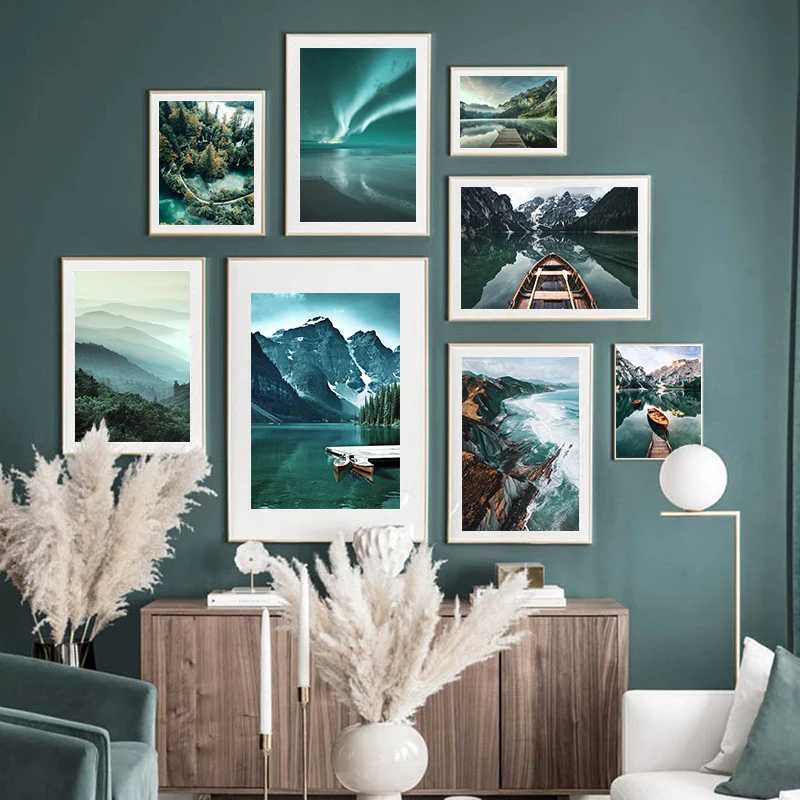 

Simple Poster Pictures of Mountains Rivers Lakes and Forests Wall Decorations Modern Living Room and Room Home Decoration Prints