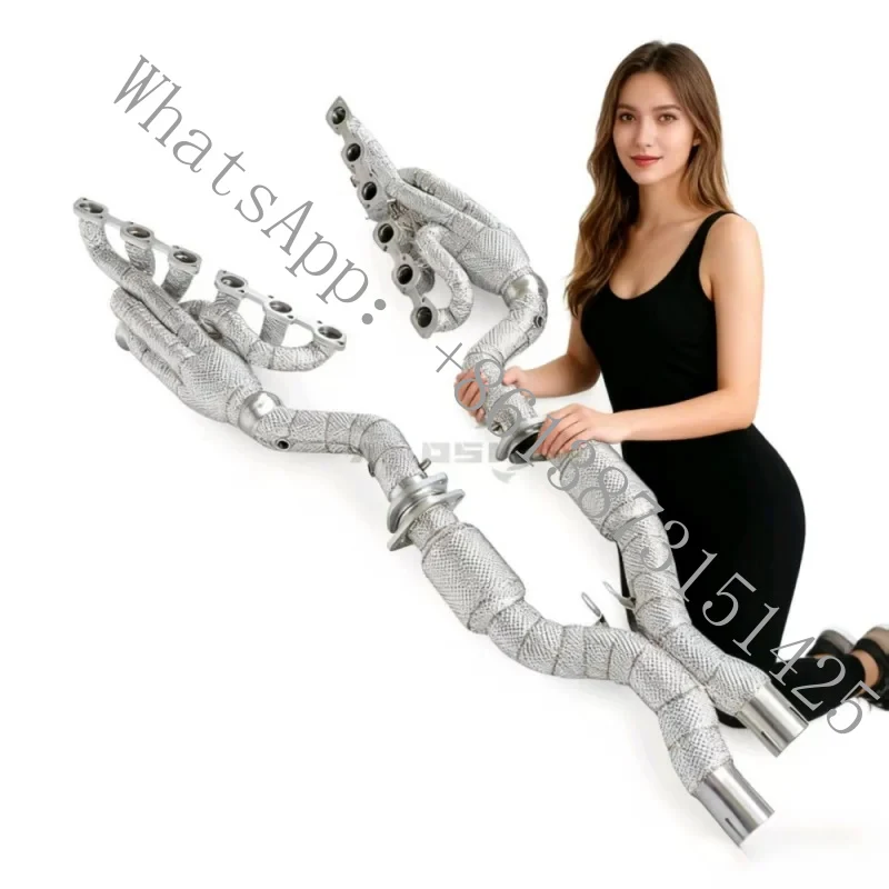 

Suitable High-flow exhaust Manifold Header Collector 6.0 2002-2009 Racing Performance Sport Catalytic Conve
