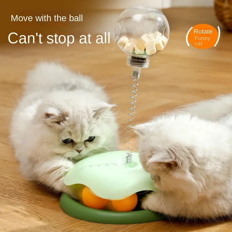 Interactive Treat Leaking Toy Cat Small Dogs Slow Feeder Dispenser Puppy Funny Rotatable Wheel Cat Swivel Toy Ball Cat teaser