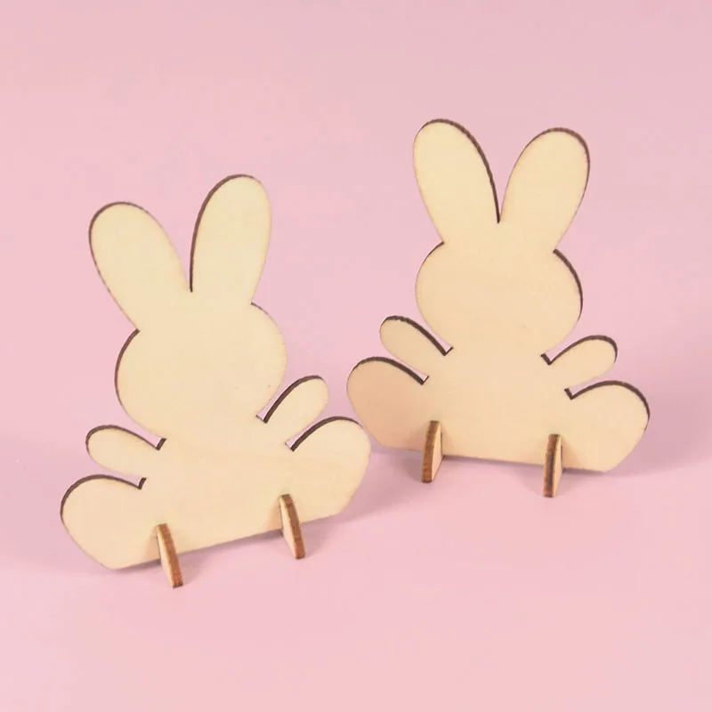 10/20pcs Easter Wood Bunny Rabbit DIY Wooden Ornament Crafts Kids Toy Gift Happy Easter Party Home Desktop Decoration