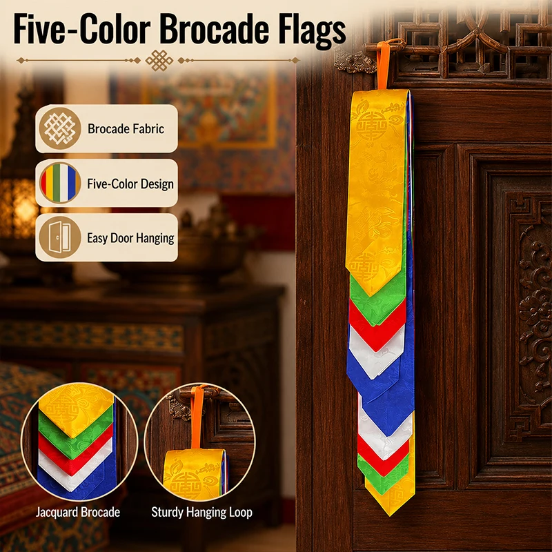 Tibetan-Style Five-Color Brocade Flags  Wealth-Attracting Arrows Door Hanging Decor Colorful Streamers Home Feng Shui Ornaments