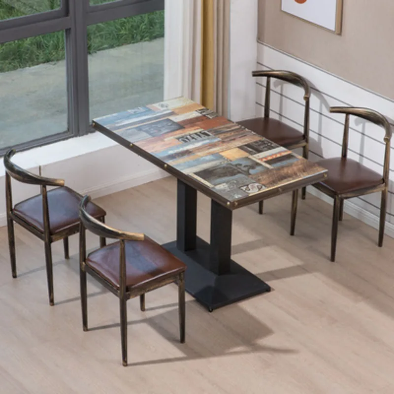 Fast food table and chair combination snack noodle house milk tea dessert cafe