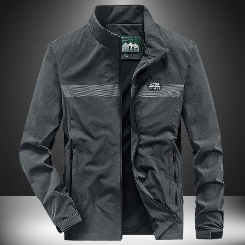 

Spring Autumn Outdoor Casual Men's Thin Jaet Trendy Stand Collar Loose Qui Dry Sportswear Elastic Nylon Polyester Jaet