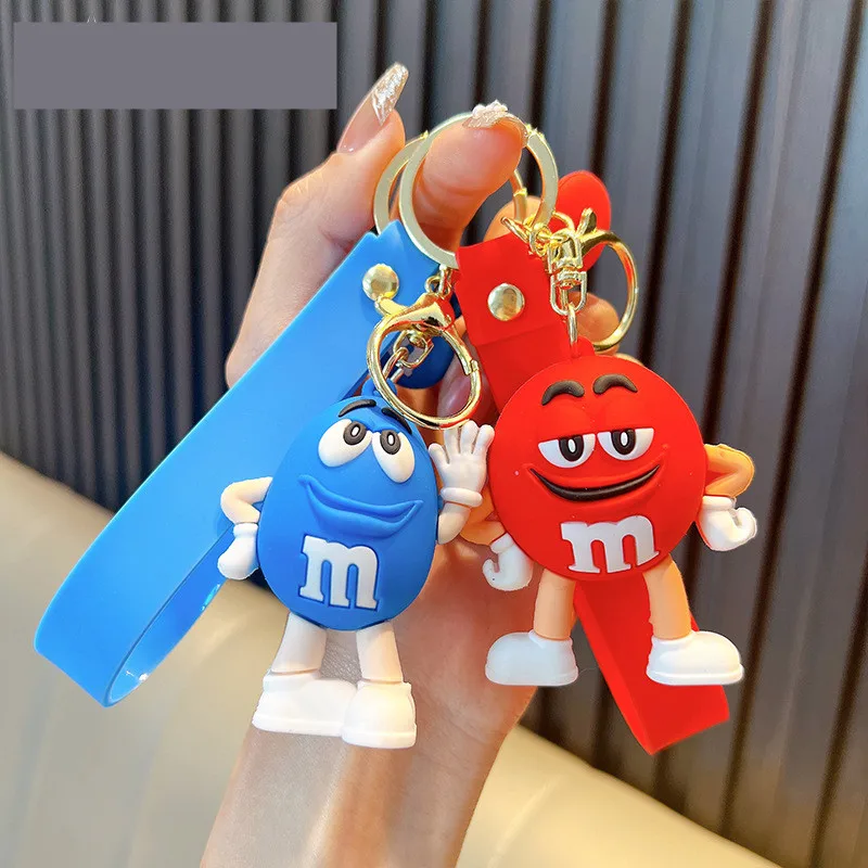 Creative Fashion Chocolate M Bean Keychain Pendant Cartoon Car Key Pendant Luggage Accessories Women's Gifts Children's Toys