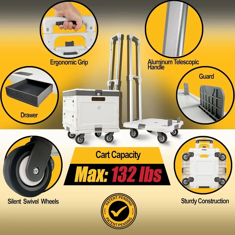 WM99800 Series Rolling Crate with Wheels, , 132 lbs Capacity - Ideal for Teachers, Shopping, & Office