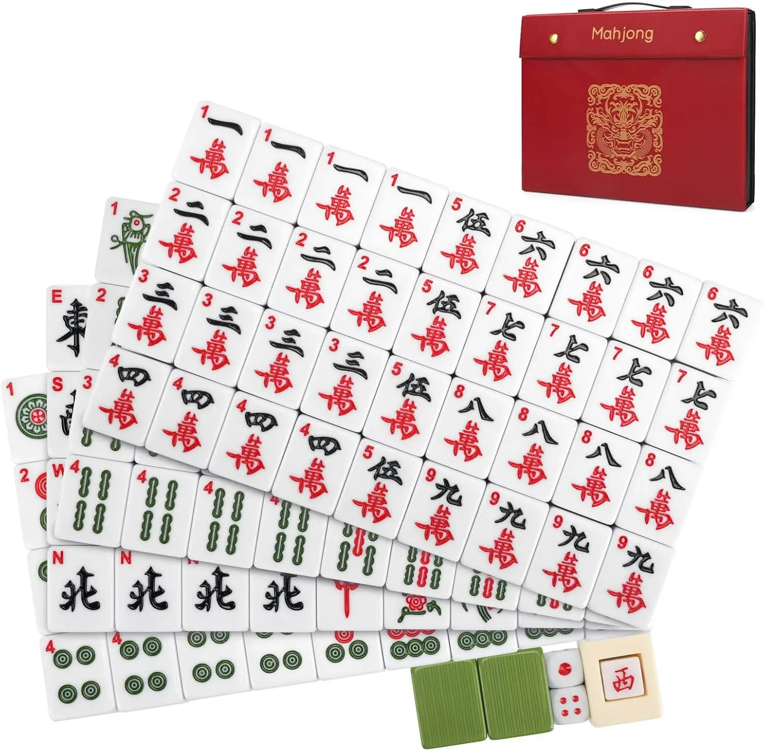 

146pcs Chinese Mahjong Tile Set with Storage Box, Easy to Carry for Family Gatherings
