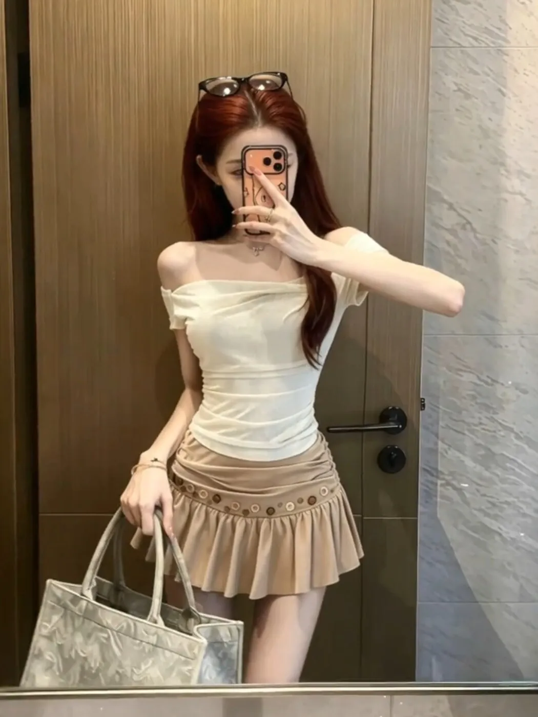 

Lace Splice Slimming Design Summer New Style Pure Desire Girl Half Skirt Set Women's Fashion Two-Piece Suit Breathable Casual...