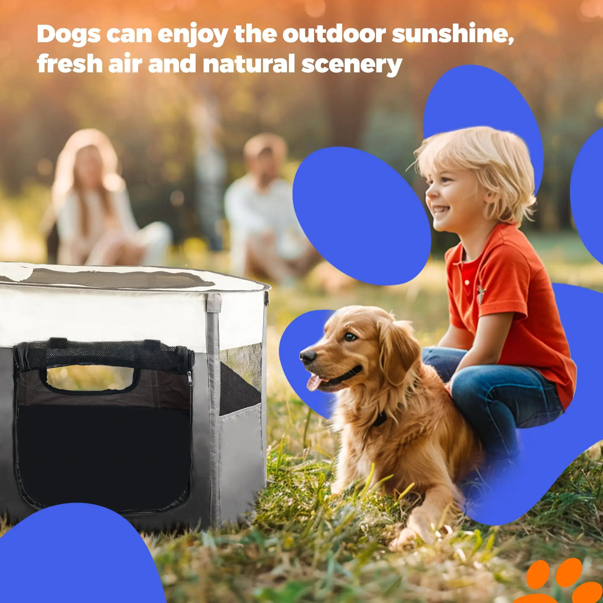 Pet Playpen Toy Choi's Foldable Portable Dog Cat Playpens Exercise Kennel Tent Removable Shade Cover Travel Camping Use 3