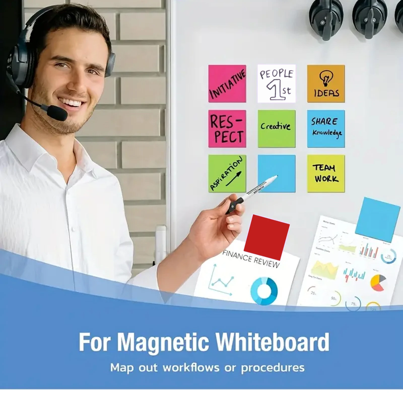 30 Pieces 3"x3" Colorful Magnetic Labels, Waterproof Strips for Fridge Home Office Garage Refrigerator Blank Writable Cards