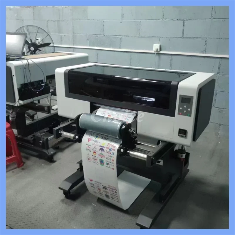 High Speed Digital Crystal Label UV DTF Printing Machine Printing Glass Plastic Leather UV Sticker Printer 3 Print head TX800