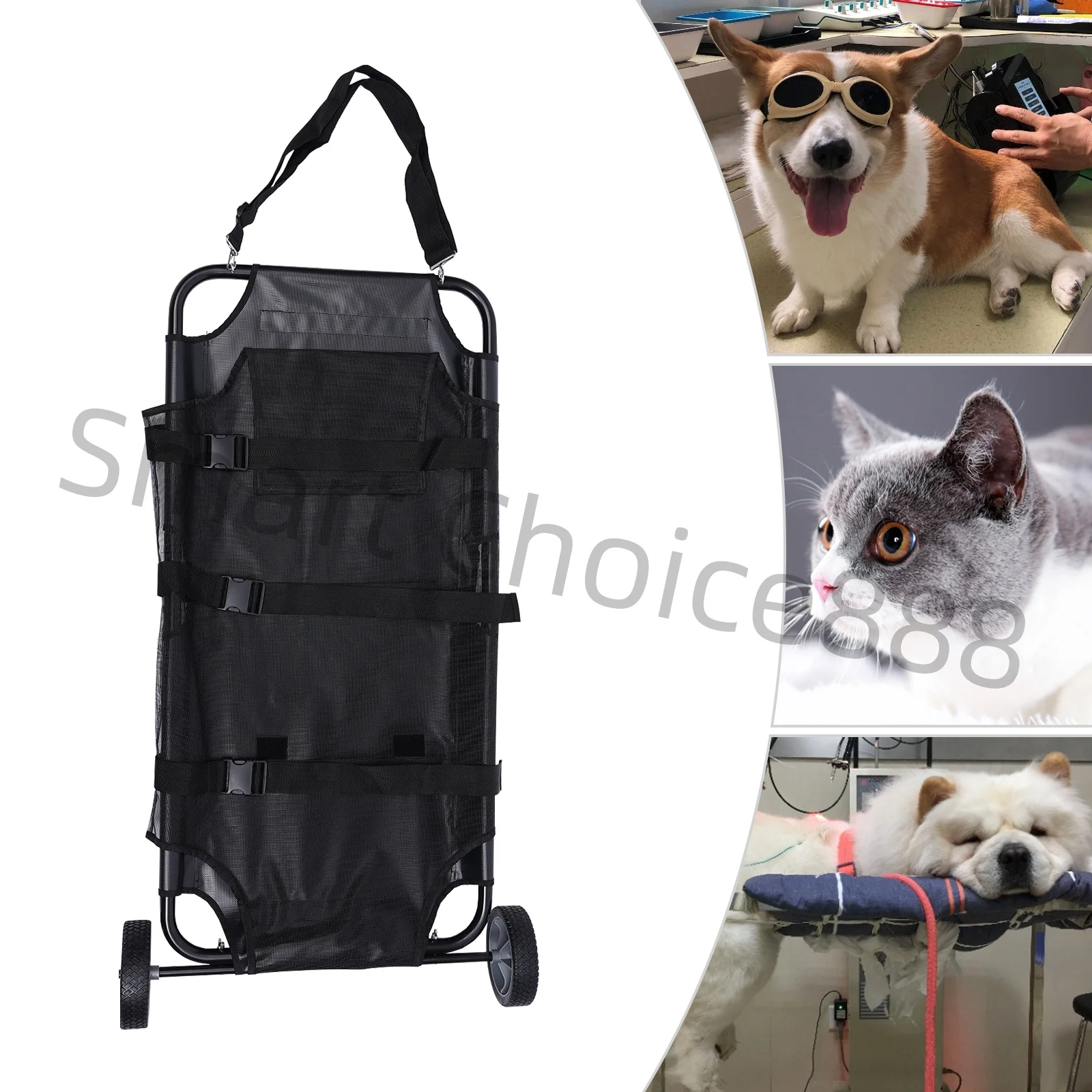 

Pet Stretcher Pet Transport Emergency Recovery 110lbs Safety Buckles High-Quality Stainless Steel Frame