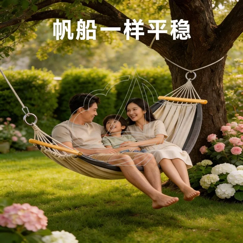 Canvas Hammock Outdoor Thickened Anti Rollover Swing Chair Single Double Camping Dormitory Use