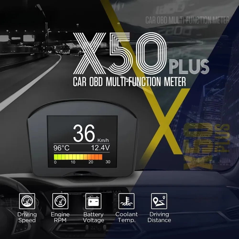 

X50 Plus Hud Auto Diagnostic Tool Автомобильный бортовой диагностический инструмент-ii Многофункциональный для стандартных бензиновых дизельных транспортных средств OBD2, универсальный