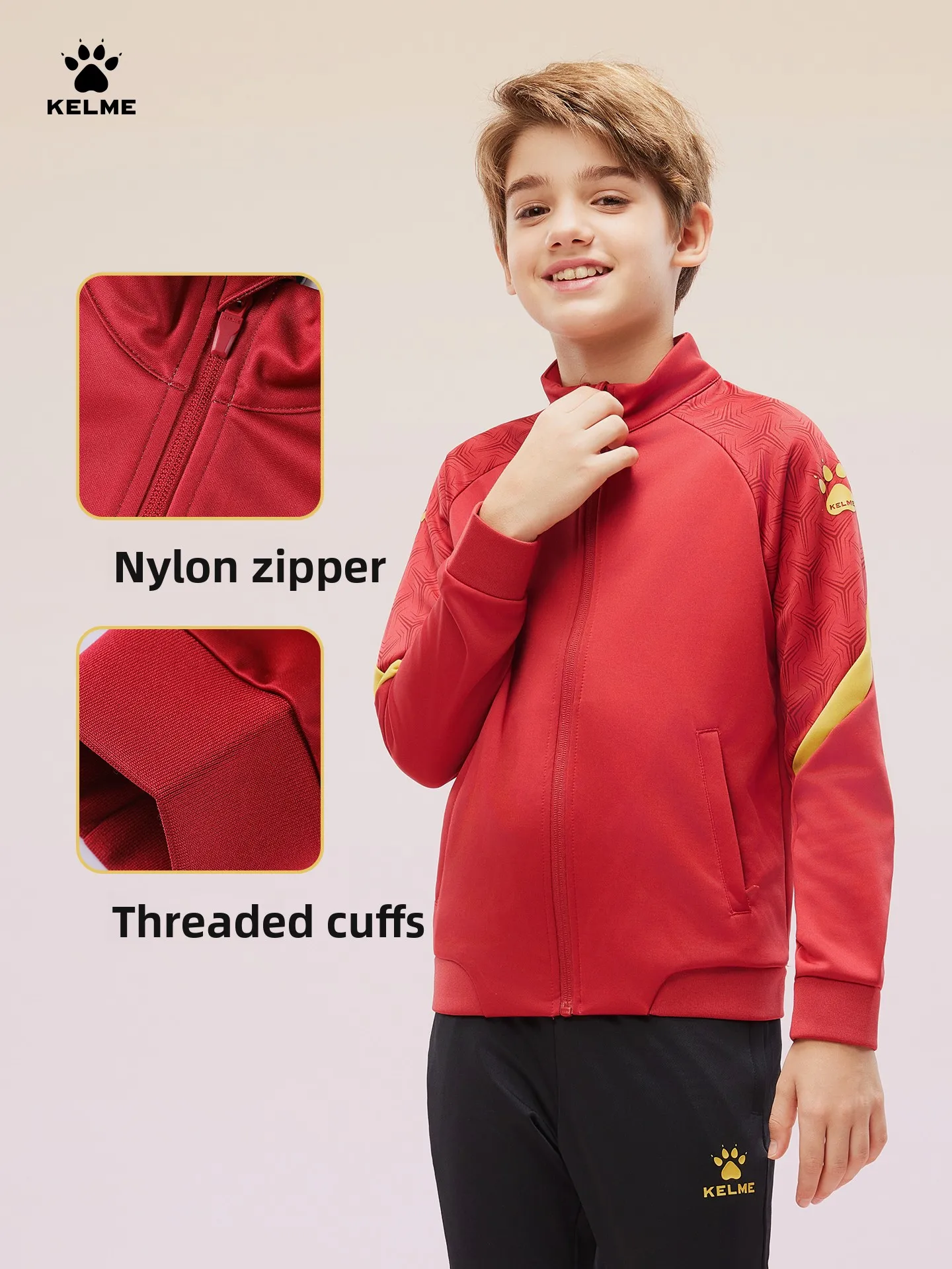 Kelme Children's Sports Jacket Autumn And Winter Knitted Jacket Outdoor Windproof Running Training Suit