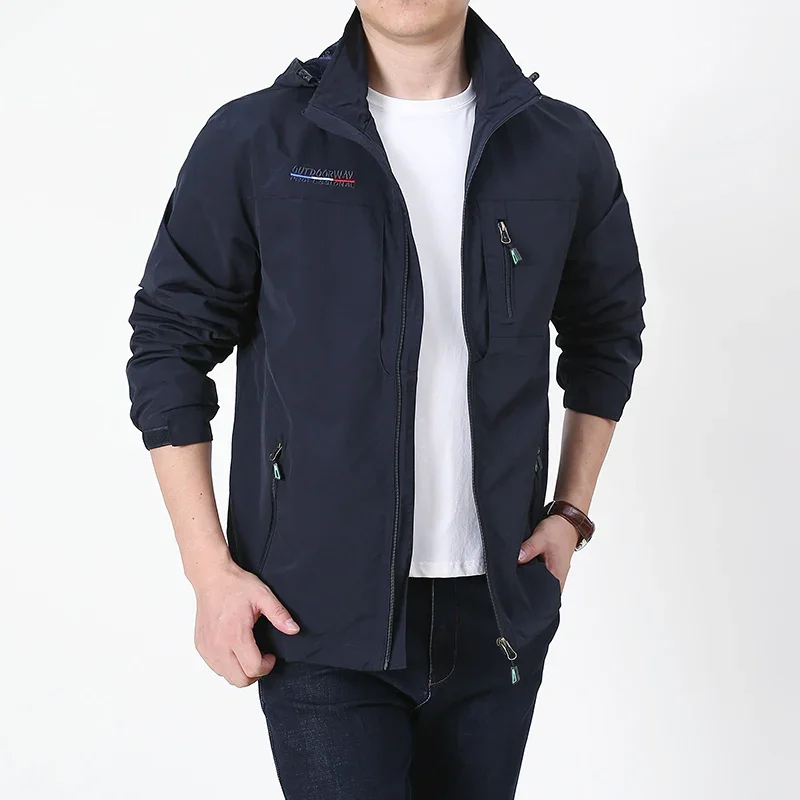 

Hiking Jacket Men Casual Solid Jacket Windproof Waterproof Outdoor Coat Autumn Zipper Hooded Fishing Jackets Male Fashion Jacket