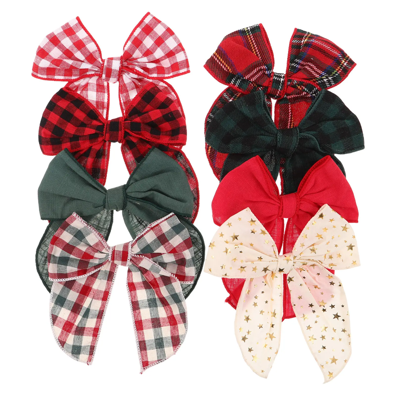 

8Pcs Christmas Hair Clips Bow Plaid Cheerful Holiday Party Hair Accessories Barrettes Xmas Barrettes Barrette Bow Clip