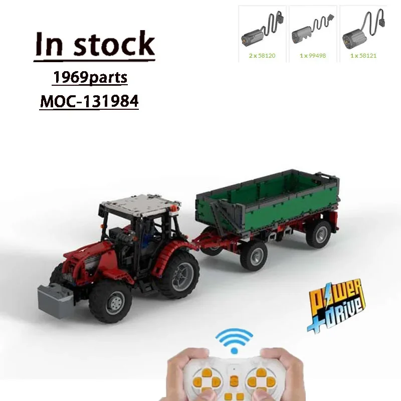 

MOC-131984Tractor with Trailer 1:18 Full Rc Assembling Stitching Block Model1969parts Children's Birthday Building Block Toygift