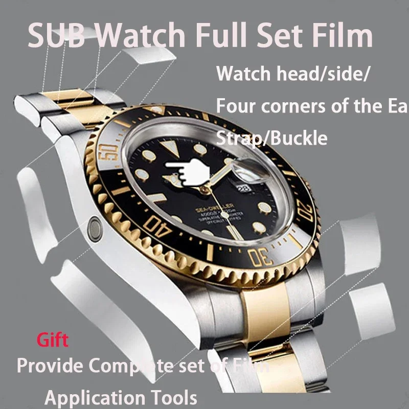 Watch Film Back Cover Film Protective  Suitable for RLX Gold Blue Water Ghost 126613 Watch Film Plate 41 Submarine Outer