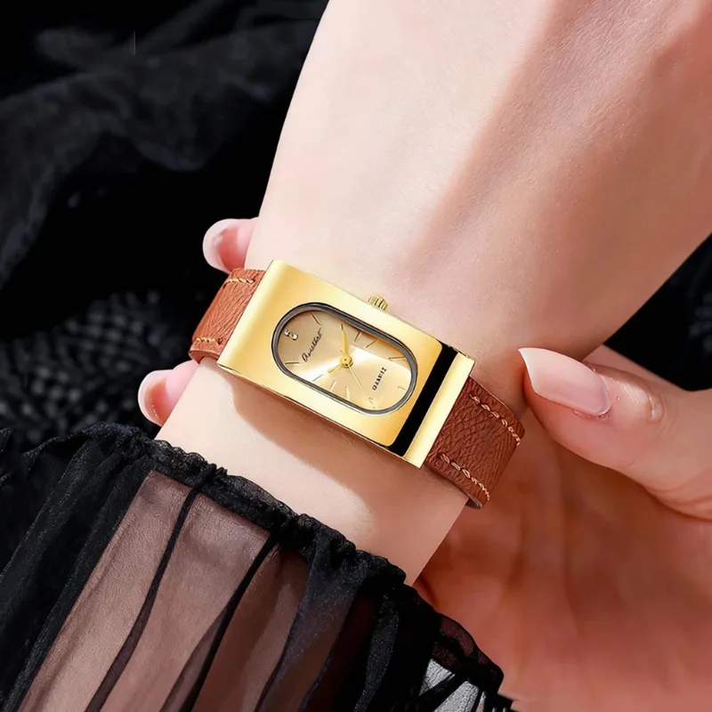 Vintage Rectangular Women's Quartz Watch Inspired Design Ladies Watch High End Luxury Feel Unique Artistic Fashion Girl Gifts