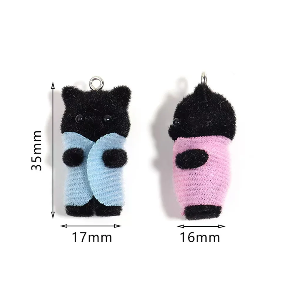 30pcs flocking resincute charms three-dimensional color clothes cat pendant for DIY jewelry keychain earrings accessories make