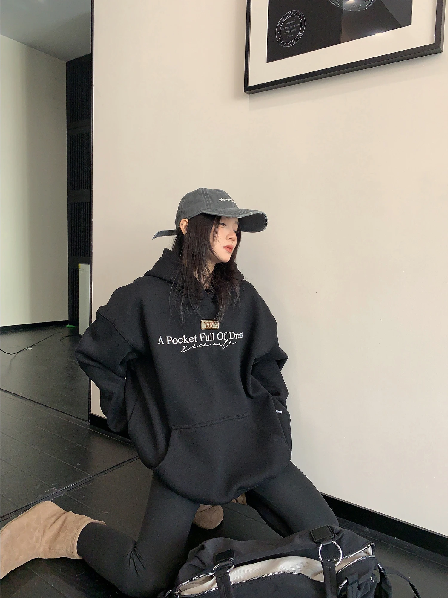 

Женская толстовка Oisis Thiened свободного кроя с вышивкой, длинными рукавами, из хлопка, весенняя, повседневная, в американском стиле