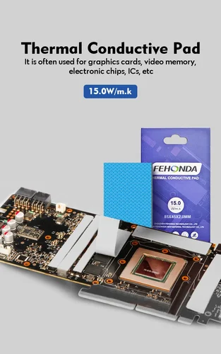 Imagen 2 del producto Almohadillas térmicas FEHONDA 15W/mk almohadilla disipadora de calor de alto rendimiento almohadillas de alta conductividad térmica almohadilla térmica de silicona para GPU CPU PS4