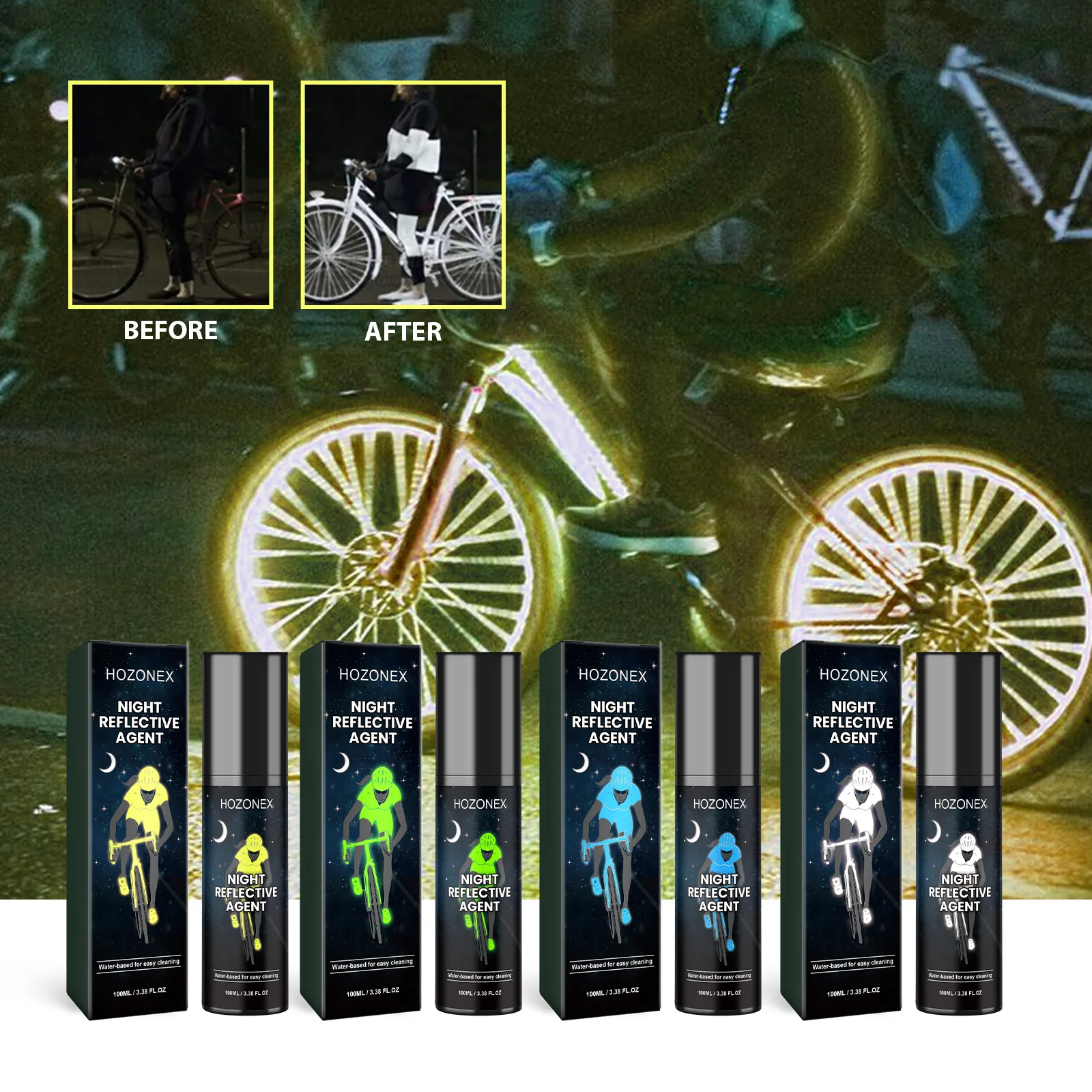 Nachtreflektierendes Spray für Fahrrad- und Wanderbekleidung Leuchtende Warnmarkierung Öko-Fluoreszierende Nacht-Sicherheits-Reflektorbeschichtung – Detail 5