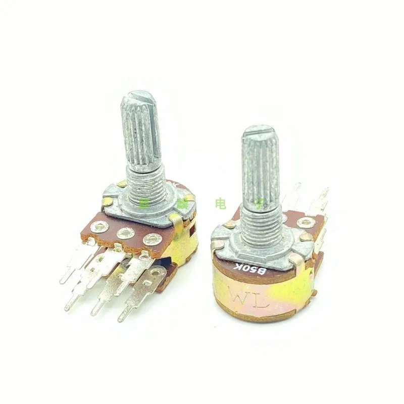 2 Piece 16 Type B50K Horizontal Stereo Channel Volume Adjust Potentiometer Flower Shaft 20mm 6-Pin