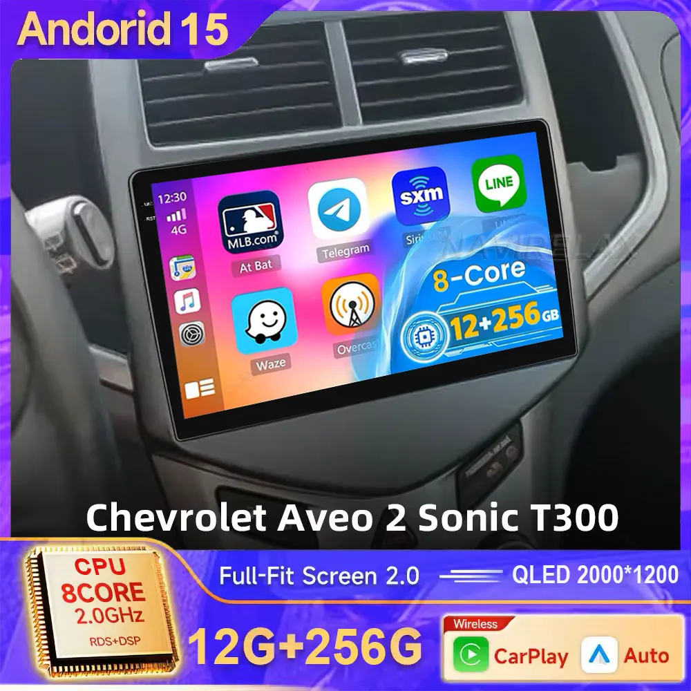 

Для Chevrolet Aveo2 Sonic T300 2011-2015 Android 15 8-ядерный автомобильный радиоприемник мультимедийный радиоплеер GPS-навигация BT2din Carplay Auto
