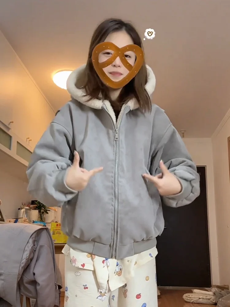 

Американская утепленная зимняя куртка из искусственной кожи с капюшоном, женская хлопковая стеганая куртка, теплая одежда для пар