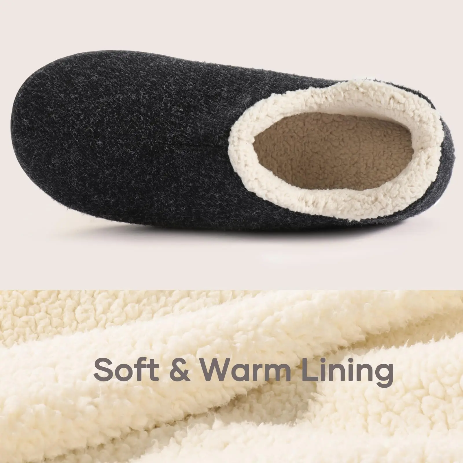 Bebealy Winter Slippers For Men Outdoor Non-slip Warm Slippers Indoor Memory Foam Sole House Slippers Fashion Casual Men Shoes