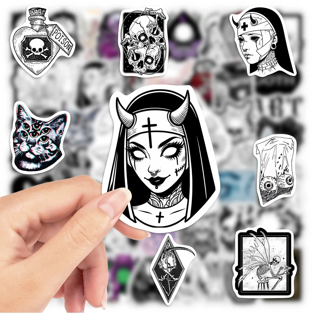 Gothic Horror Skull Stickers DIY Toys Gift Decorative Decal for Scrapbook Junk Journals Laptop Luggage Bottles Guitar Waterproof view 2