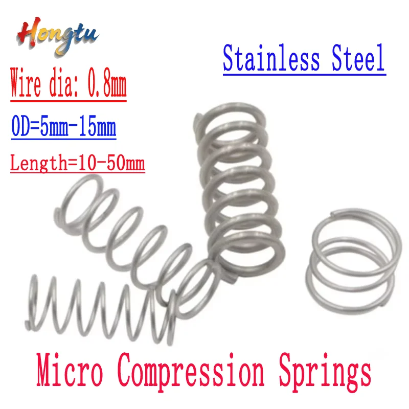 

10 - 20pcs/lot! 0.8mm Stainless Steel Micro Compression Springs Available OD: 5/6/7/8/10/12/13/14/15mm | Length 10 - 50mm