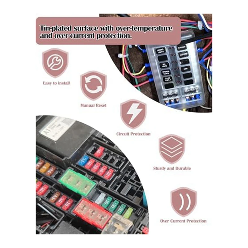 Car ATC Resettable Fuse 7.5A Atomanual Resettable Fuse 32VDC Standard Blade Fuse Combo Kit As Shown Plastic 6 PCS