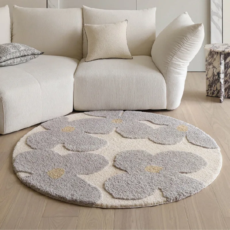 Tufted Flower Round Carpet Livingroom Home Computer Chair Rug Soft Fluffy Carpet Kids Room Tatami Sofa Coffee Table Floor Mat