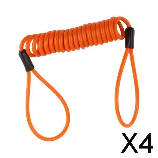 4xSafety Lanyard Spring Coil Wire Rope Disc Brake Lock Reminder Cable Orange