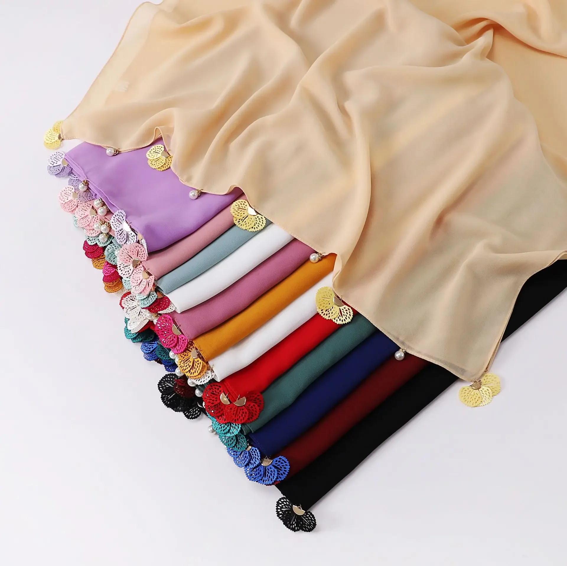 

New Solid Color Chiffon Scarf Flower Hollow Out Sun Protection Shawl Fashion Headscarf Women Muslim Hijab Wrap Shawls Bandanas