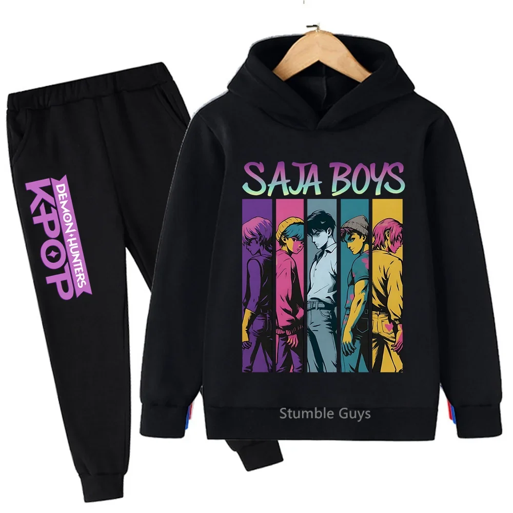 Ensemble sweat à capuche Kpop Demon Hunters pour enfants, vêtements de sport d'automne pour garçons et filles de 3 à 14 ans, tenues décontractées
