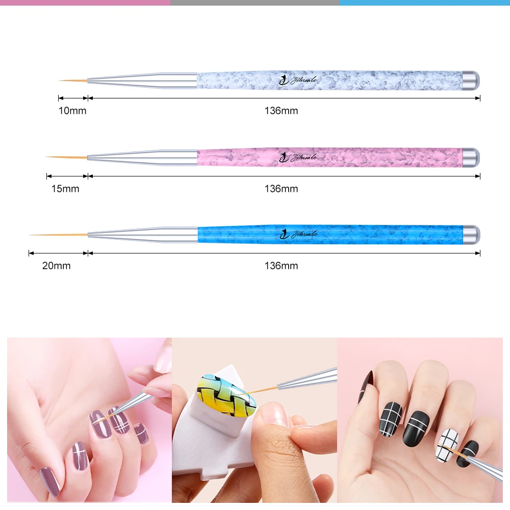 Oval – ensemble de pinceaux à ongles en Nylon, 3 pièces/ensemble, stylo de peinture à ongles pour Gel UV, brosse de conception pour Nail Art